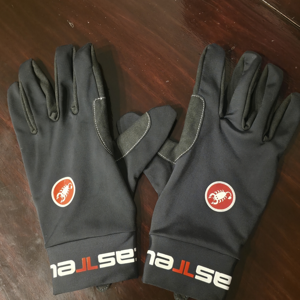 Castelli Black Cycling Gloves with Red Scorpion Emblem